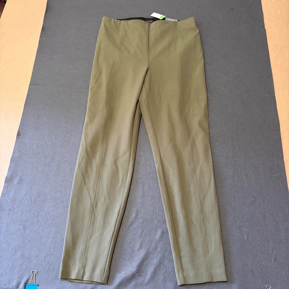 NWT Talbots Portland Pant Women Size 10 Olive Green Tapered Pull On Stretch Fall